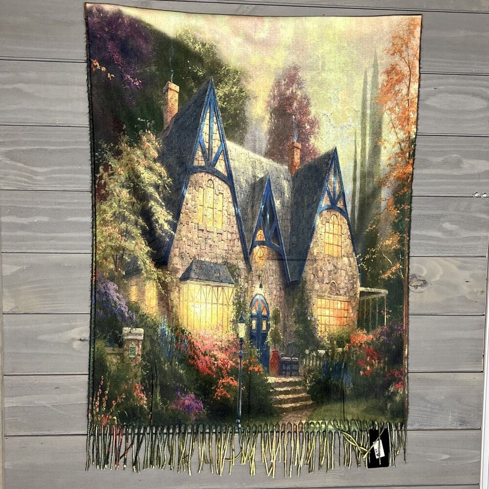 Thomas Kinkade Windsor Manor Magic Scarf NWT Wall Hanging